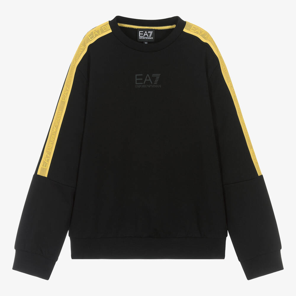 EA7 Emporio Armani - Teen Boys Black EA7 Cotton Sweatshirt | Childrensalon