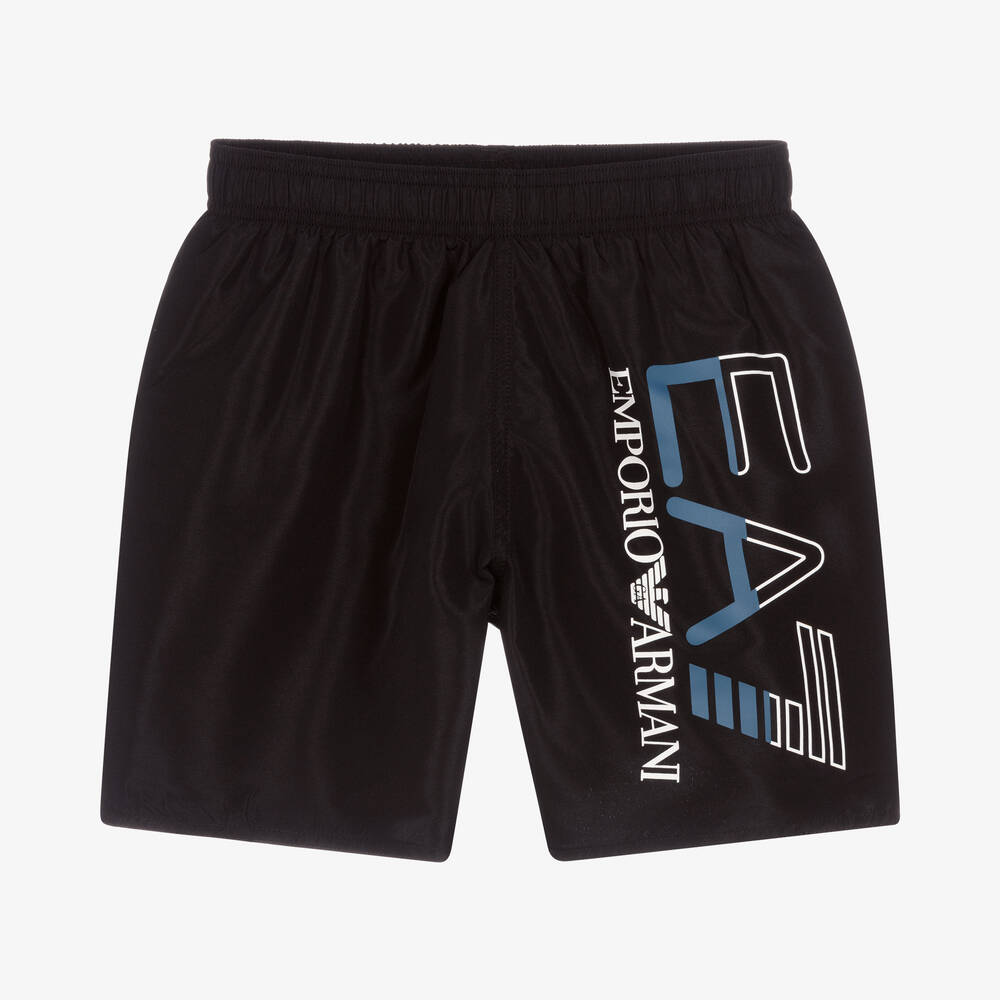 Ea7 Emporio Armani Teen Boys Black Logo Swim Shorts