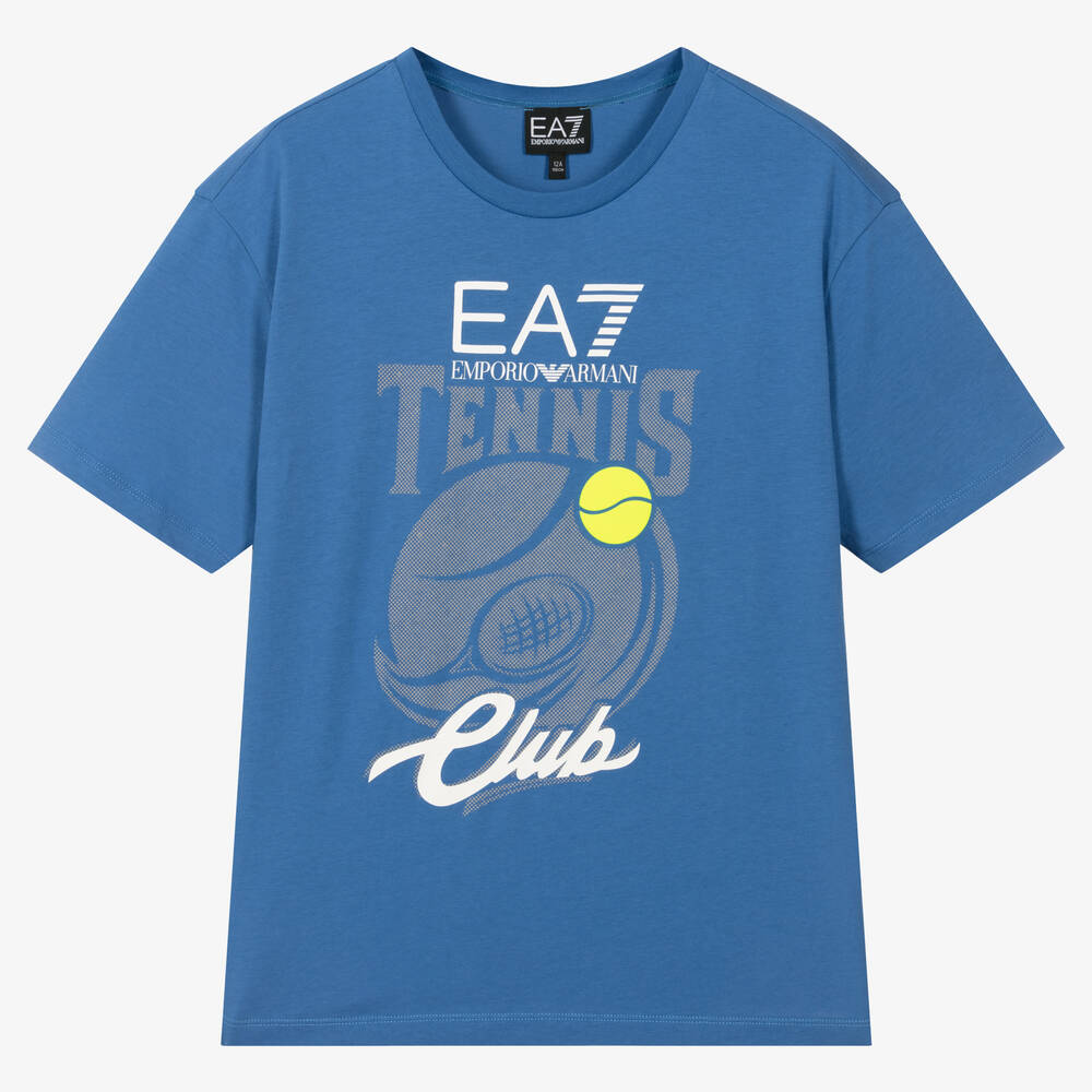 Ea7 Emporio Armani Teen Boys Blue Logo Tennis T-shirt