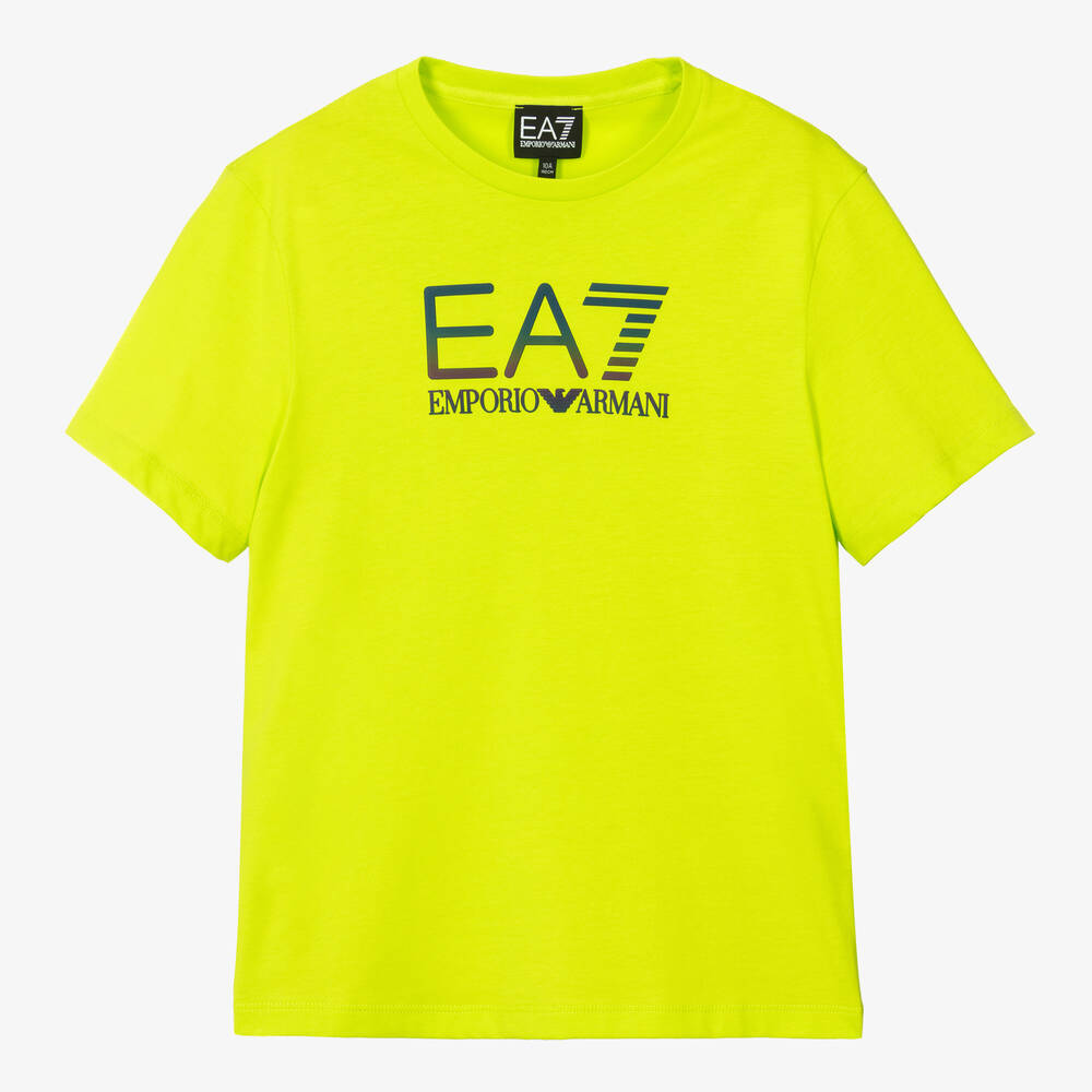 EA7 Emporio Armani - T-shirt vert en coton EA7 ado garçon | Childrensalon