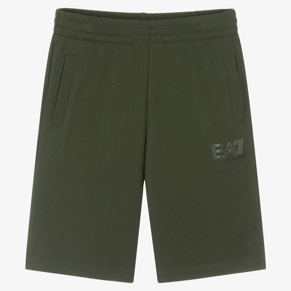 Ea7 Emporio Armani Teen Boys Green Cotton Shorts
