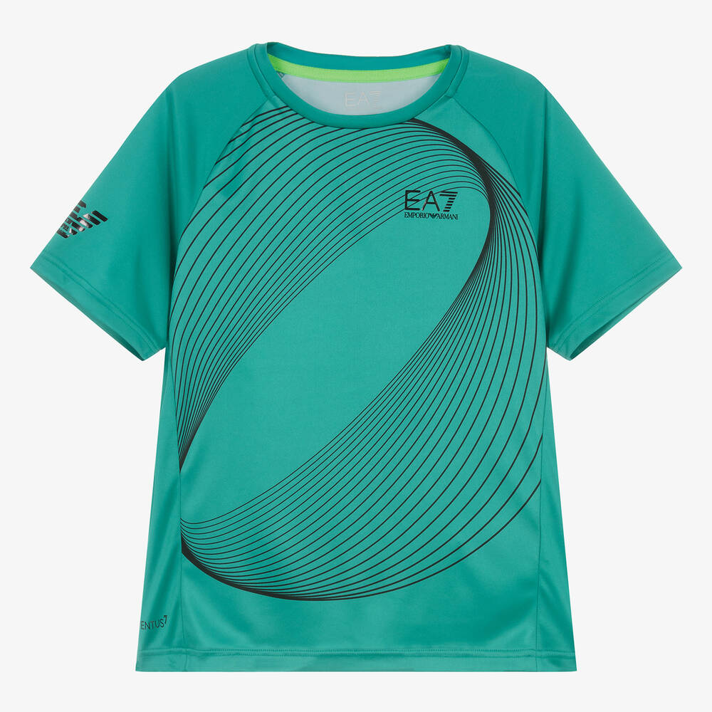 EA7 Emporio Armani - Teen Boys Green Sports T-Shirt | Childrensalon
