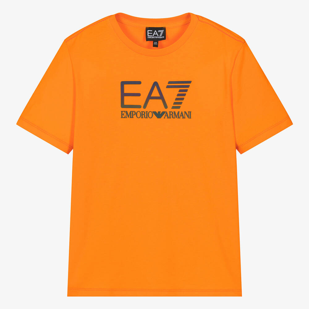 EA7 Emporio Armani - تيشيرت قطن لون برتقالي للمراهقين | Childrensalon