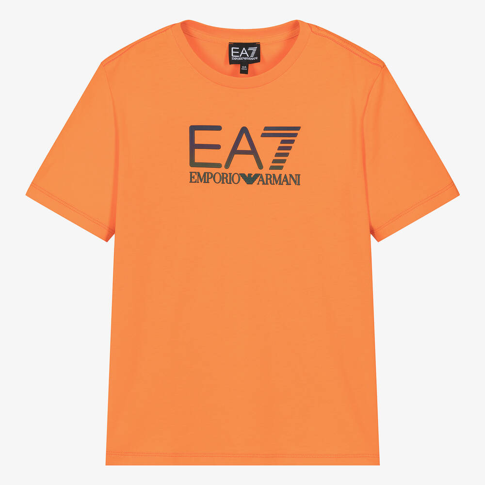 Shop Ea7 Emporio Armani Teen Boys Orange Cotton T-shirt