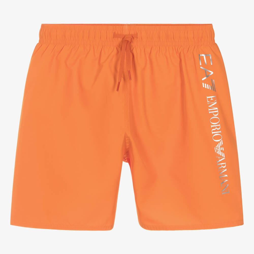 EA7 Emporio Armani - Teen Boys Orange Swim Shorts | Childrensalon