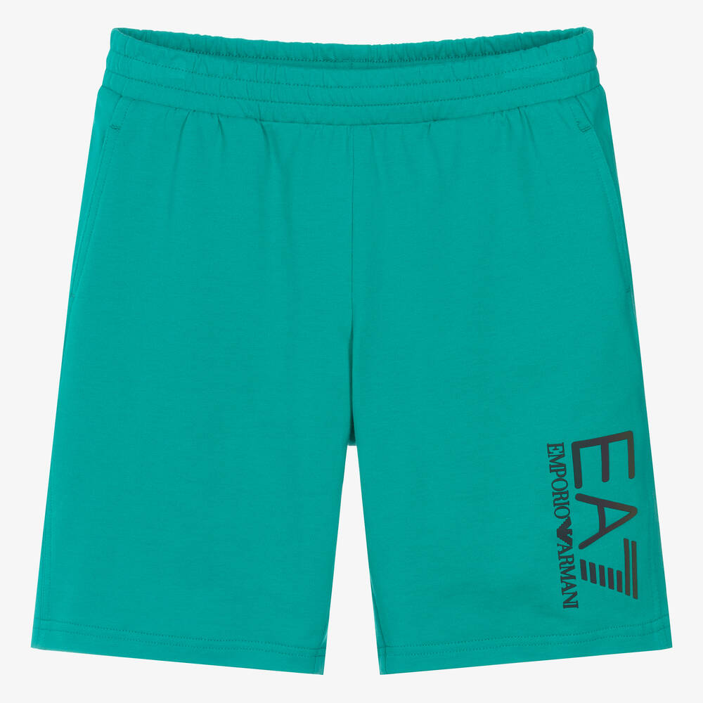 EA7 Emporio Armani - Teen Boys Sea Green EA7 Cotton Shorts | Childrensalon