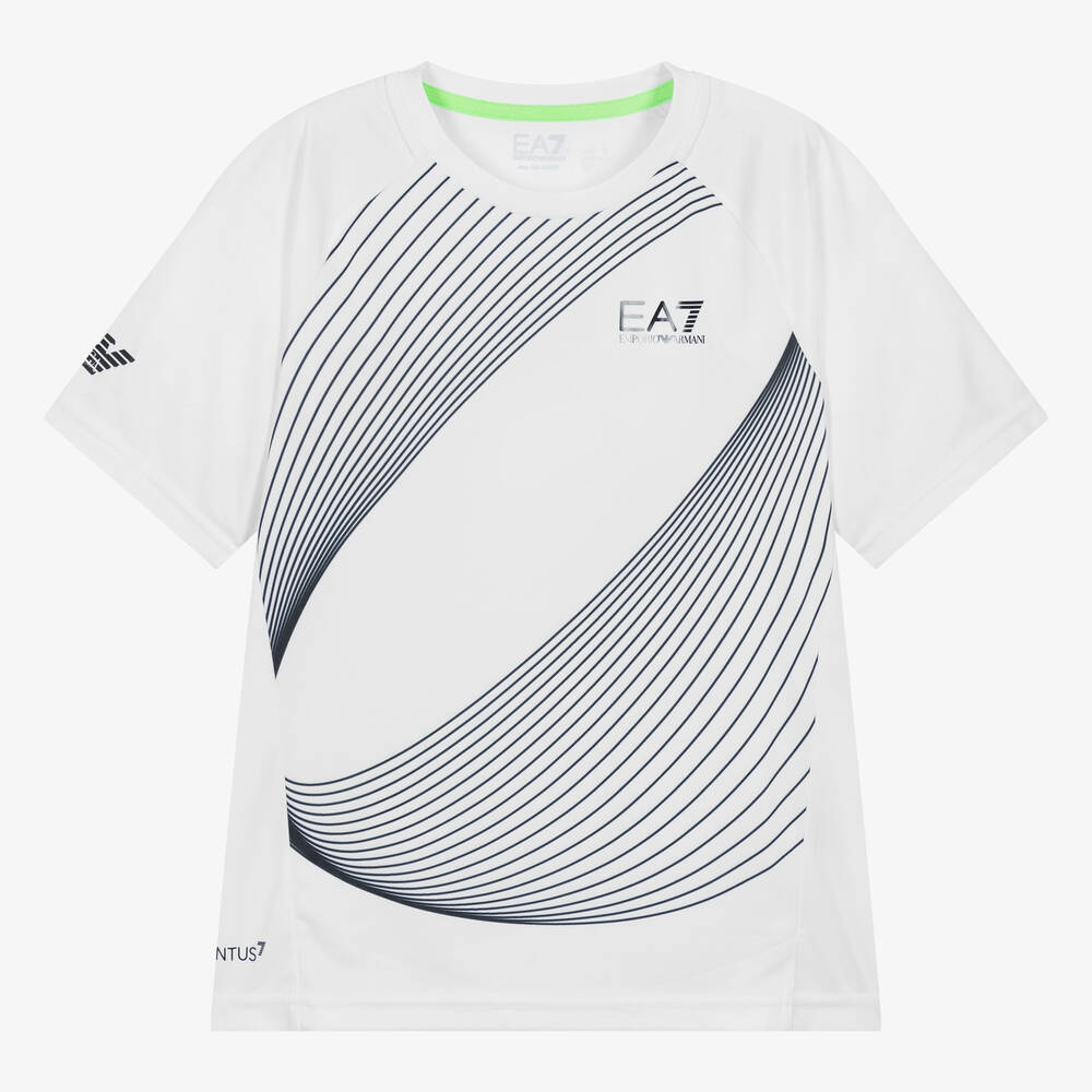 EA7 Emporio Armani - Teen Boys White Sports T-Shirt | Childrensalon