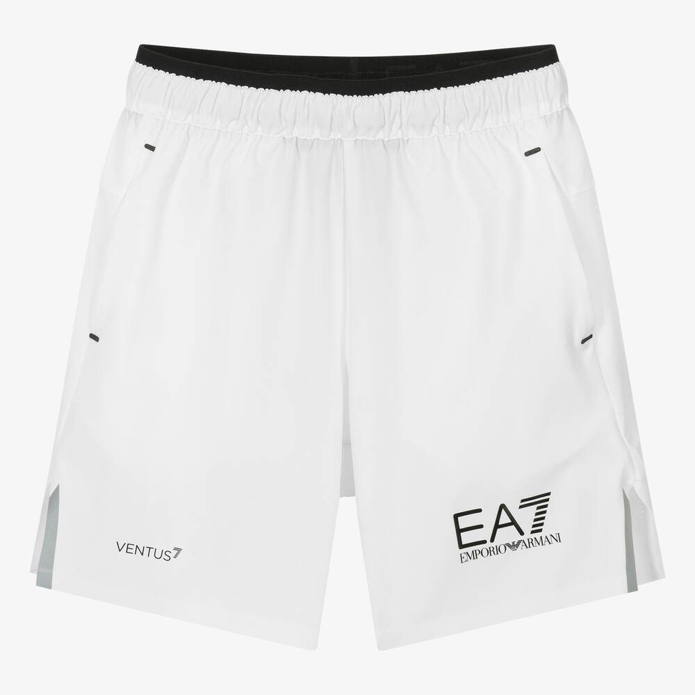EA7 Emporio Armani - Teen Boys White VENTUS7 Sports Shorts | Childrensalon