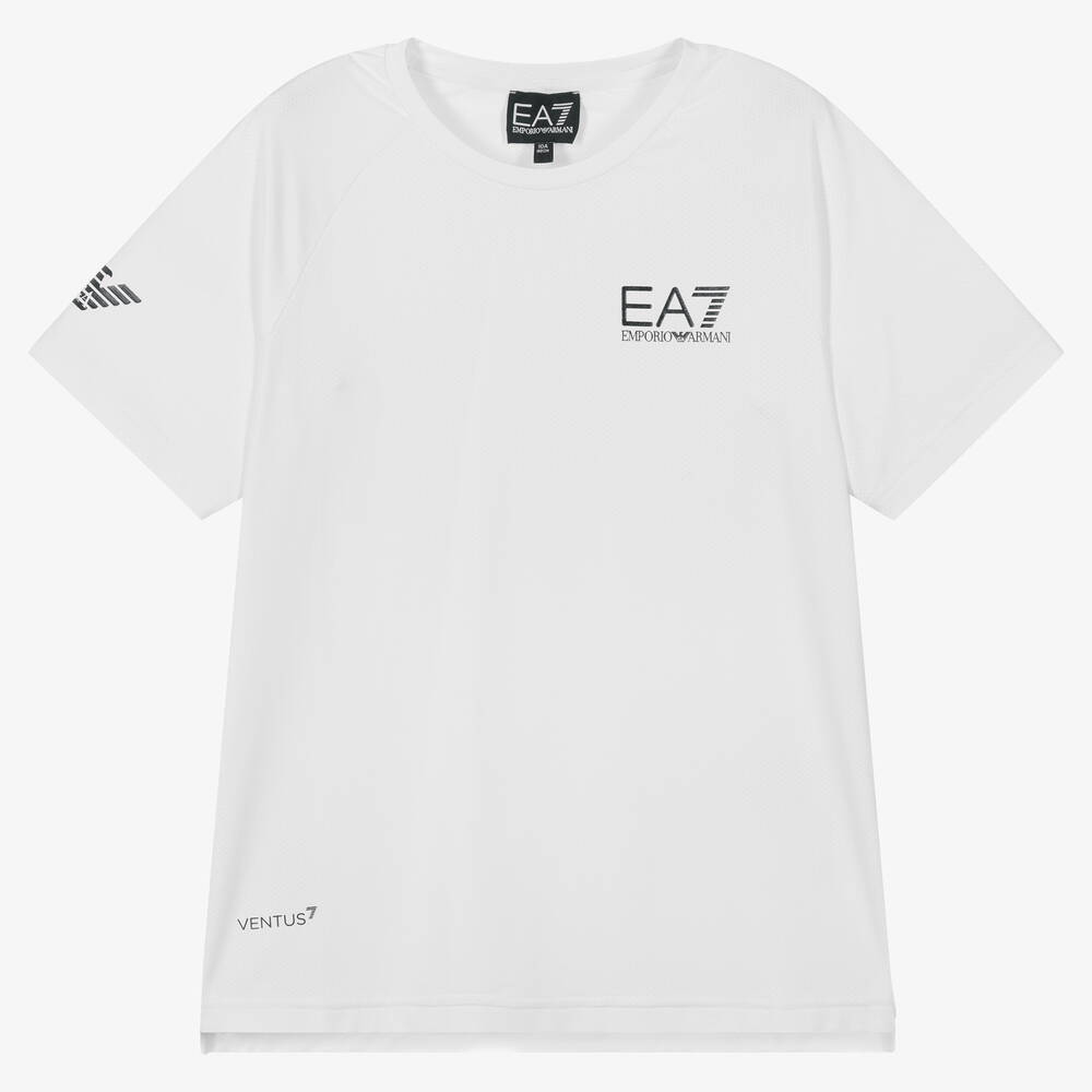 EA7 Emporio Armani - Teen Boys White Ventus7 Sports T-Shirt | Childrensalon