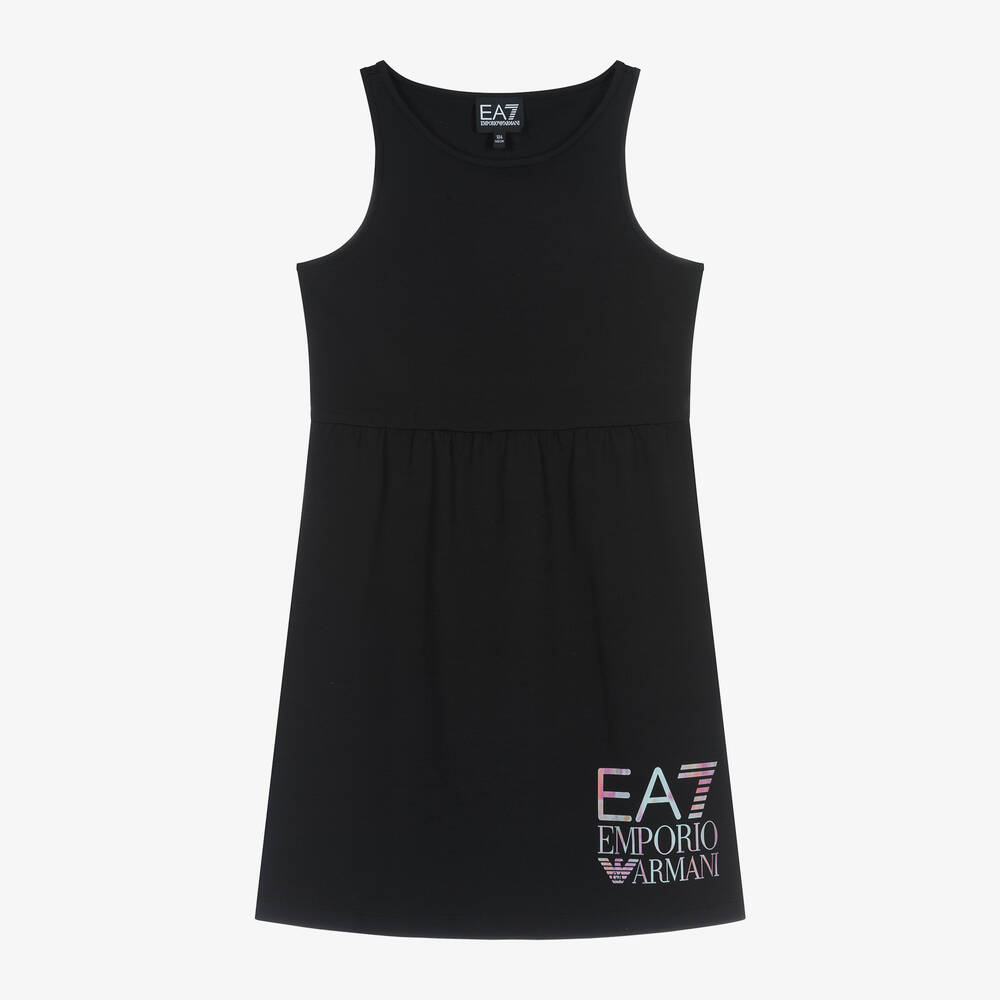 EA7 Emporio Armani - Teen Girls Black Jersey Dress | Childrensalon