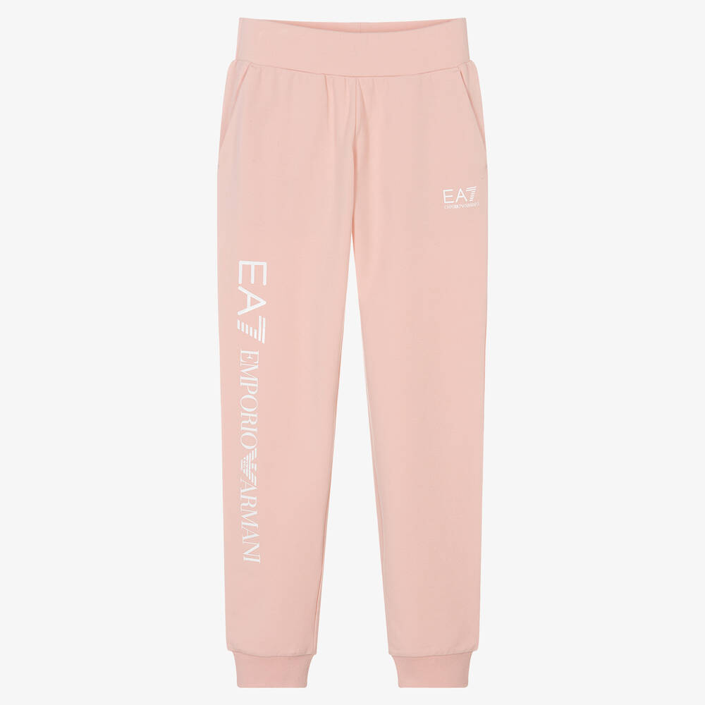 EA7 Emporio Armani - Розовые хлопковые джоггеры ЕА7 для девочек-подростков  | Childrensalon