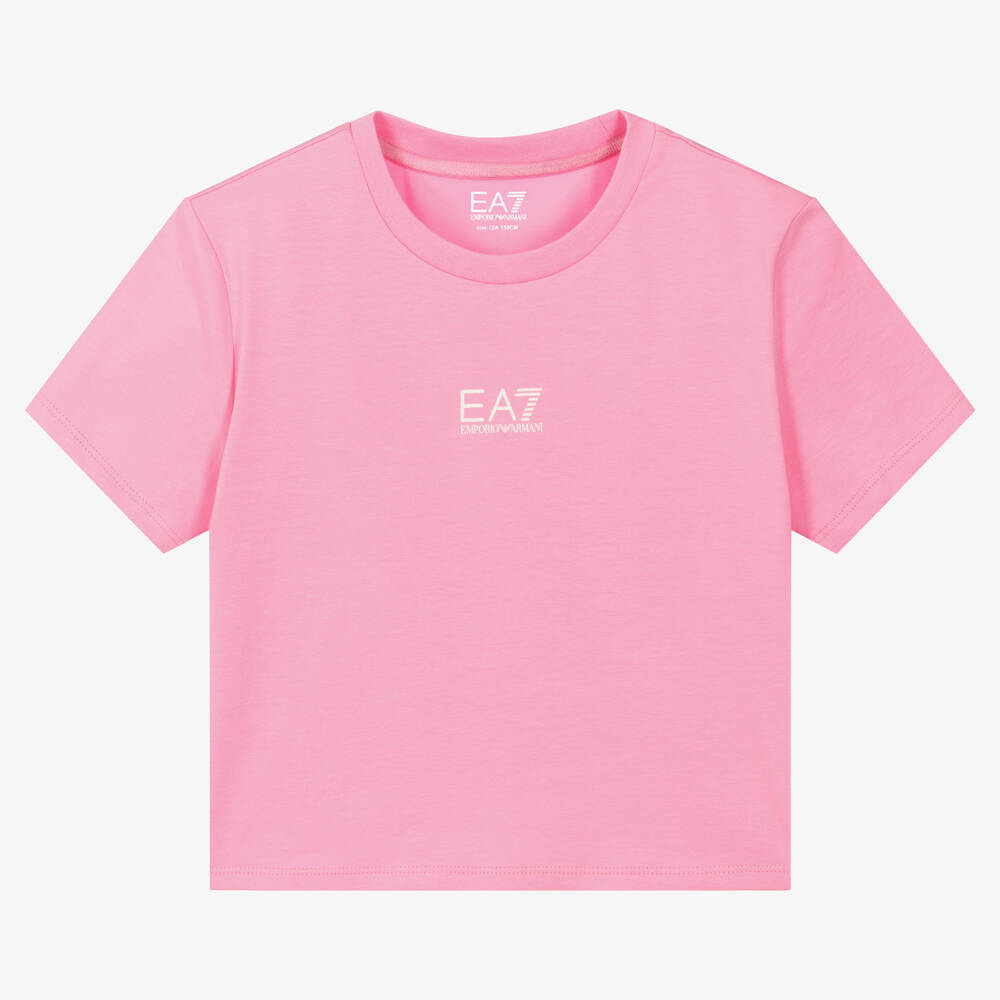 Ea7 Emporio Armani Teen Girls Pink Cotton Logo T-shirt