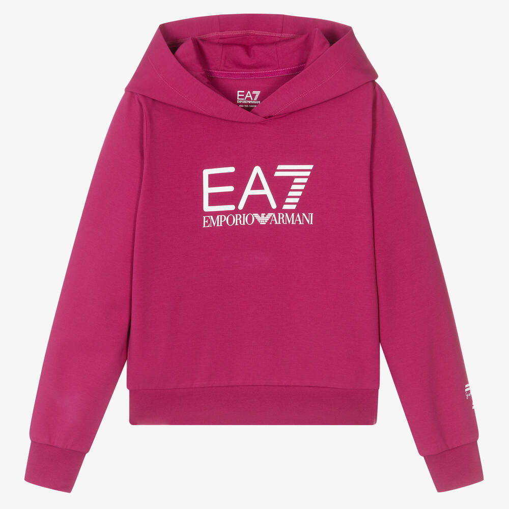 EA7 Emporio Armani - Teen Girls Pink Logo Hoodie | Childrensalon