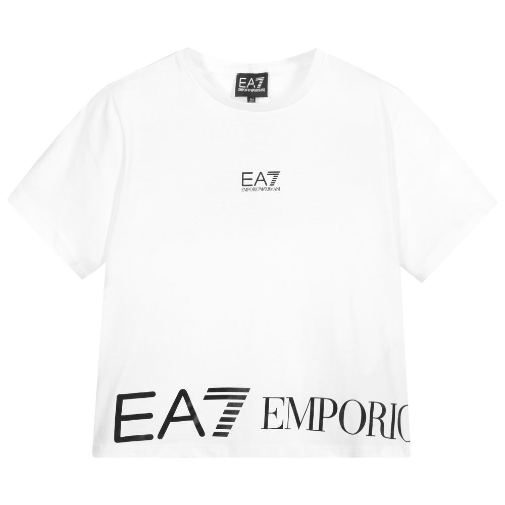 Ea7 Emporio Armani Teen Girls White Logo T-shirt