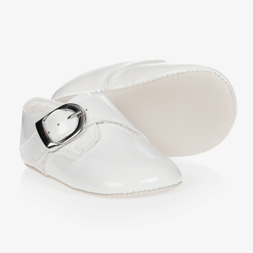 Early Days Baypods - حذاء جلد لون أبيض لمرحلة ما قبل المشي للمواليد  | Childrensalon