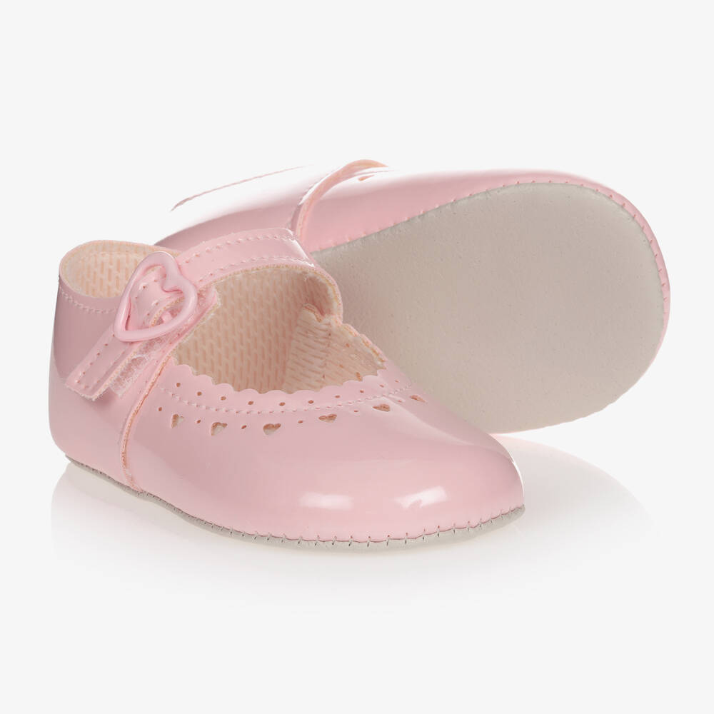 Early Days - حذاء أطفال بناتي جلد اون زهري لمرحلة ما قبل المشي  | Childrensalon