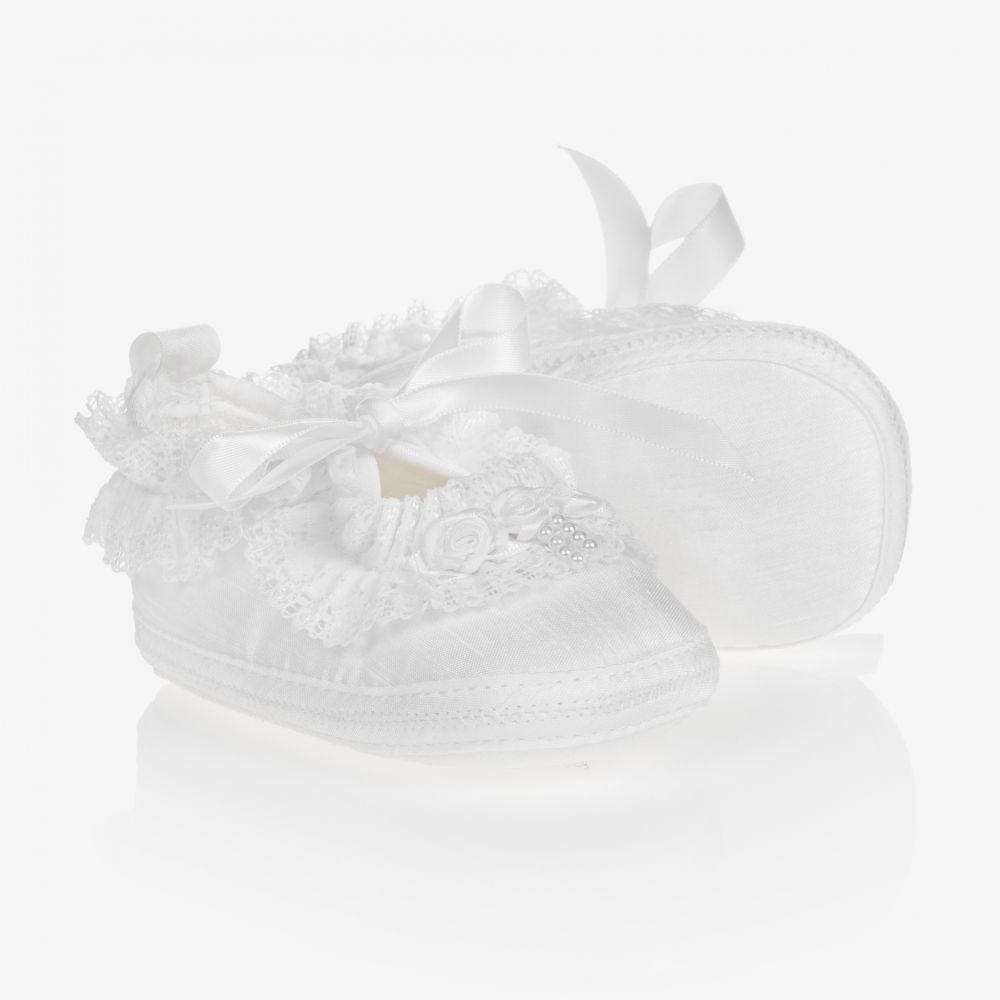 Early Days - Chaussures blanches en soie Bébé fille | Childrensalon