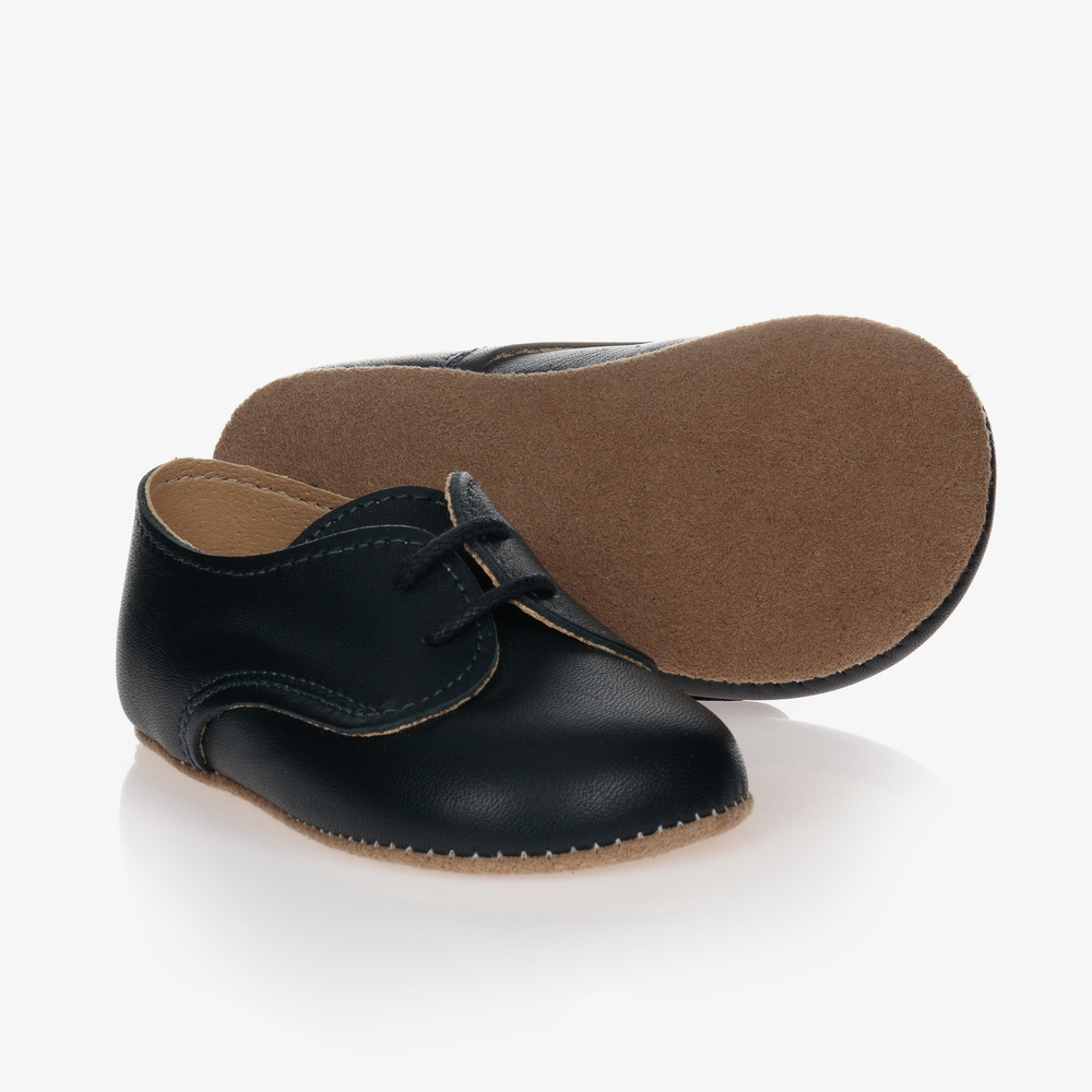 Early Days - Blue Leather Pre-Walker Shoes | Childrensalon