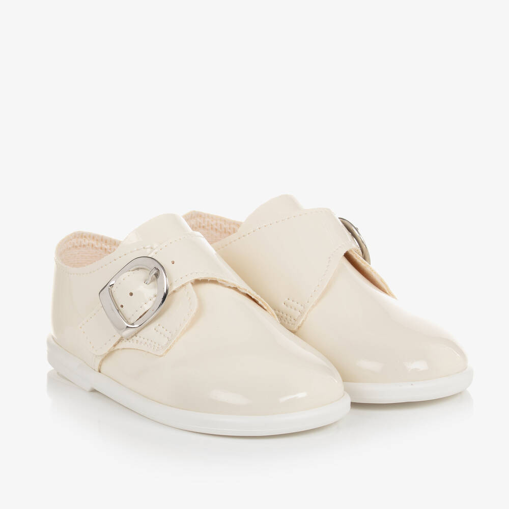 Early Days - Boys Ivory Patent First Walker Shoes | Childrensalon