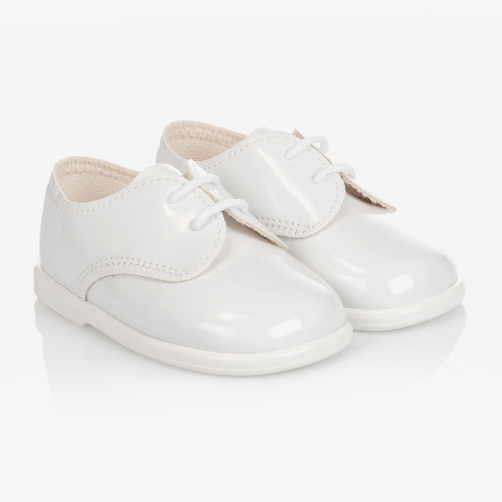 Early Days - Boys White First Walker Shoes | Childrensalon