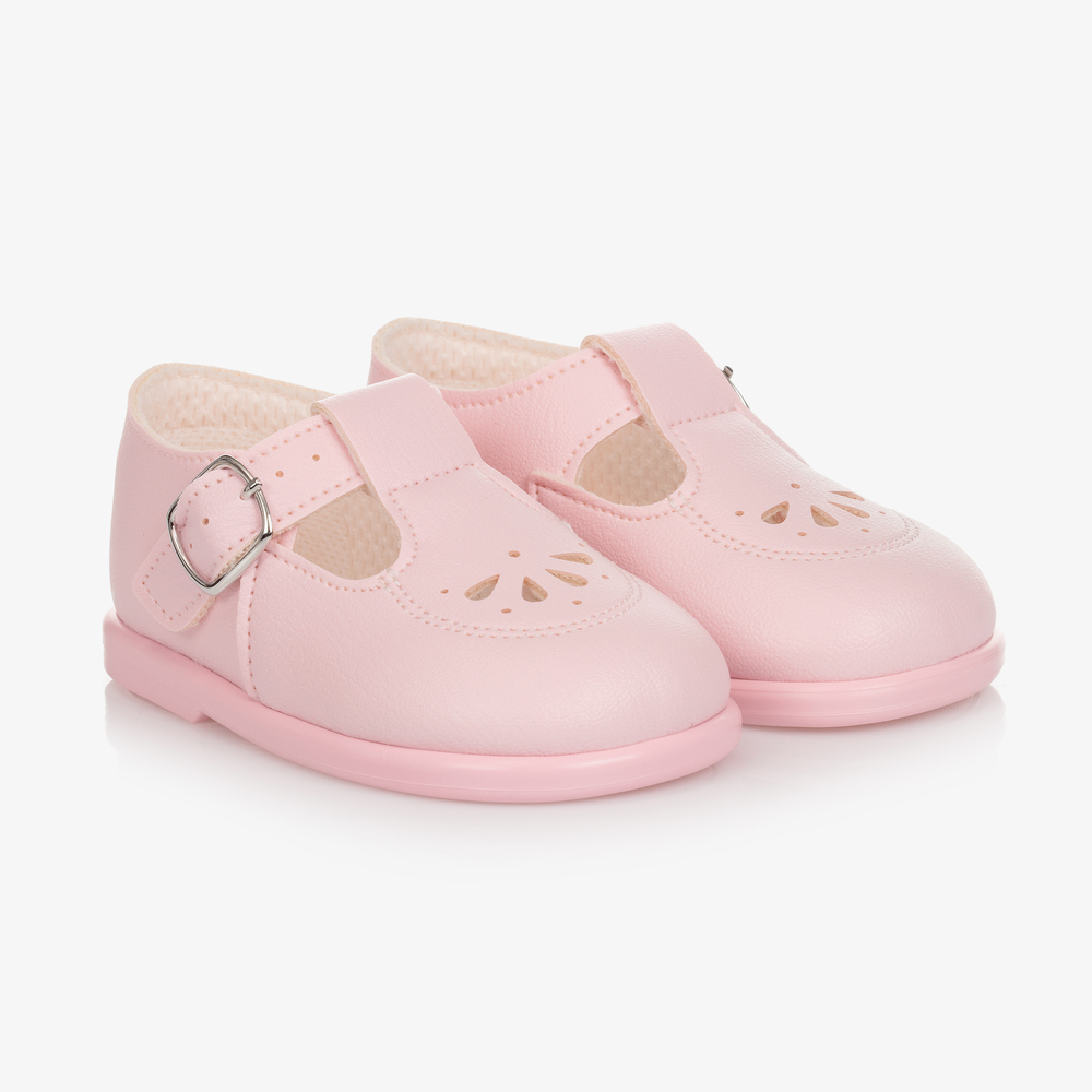 Early Days - Girls Light Pink T-Bar Shoes | Childrensalon