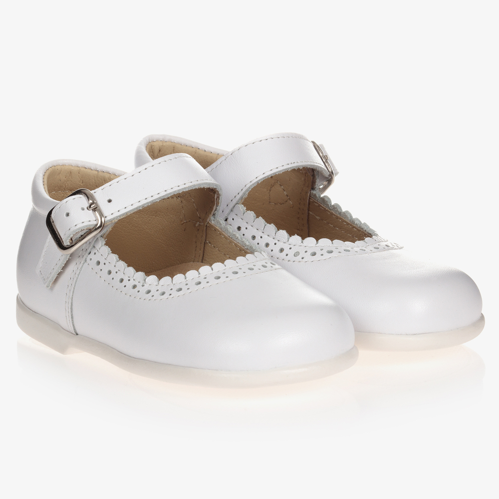 Early Days - Girls White Leather Shoes | Childrensalon