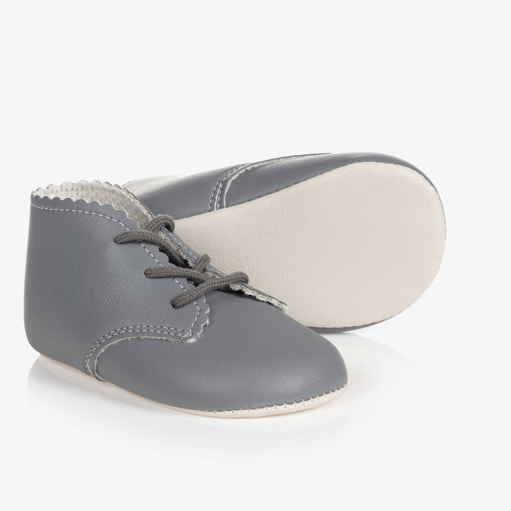 Early Days Baypods - حذاء جلد صناعي لمرحلة قبل المشي لون رمادي للأطفال | Childrensalon