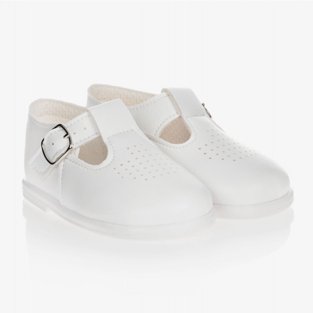 Early Days Baypods - حذاء جلد لبدء المشي لون أبيض | Childrensalon