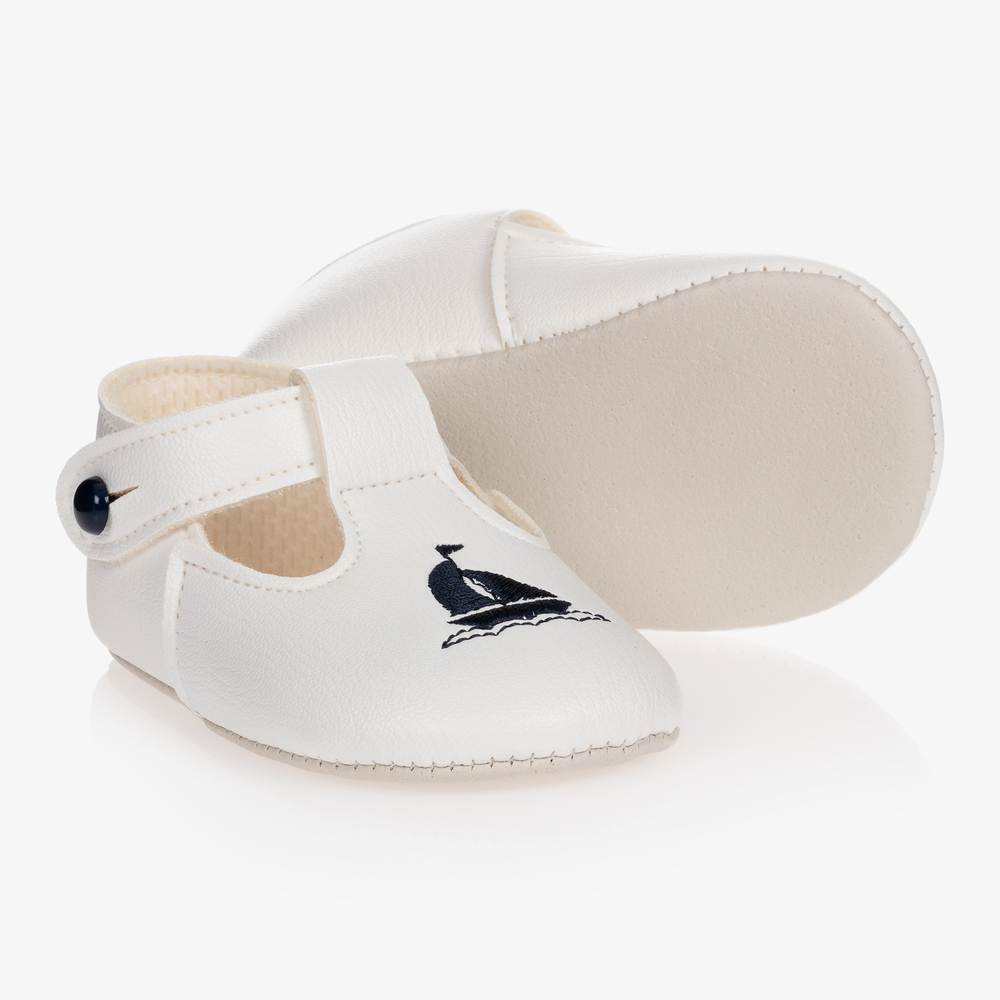 Early Days Baypods - White Pre-Walker Button Shoes  | Childrensalon