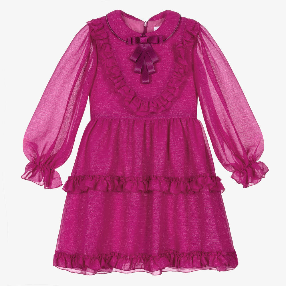 Eirene Kids'  Girls Fuchsia Pink Chiffon Dress