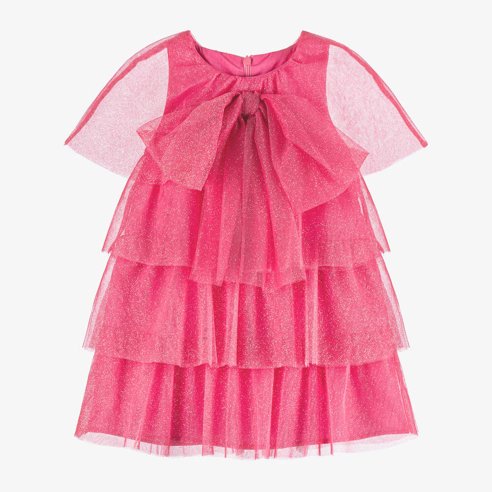 EIRENE - Girls Glittery Pink Tulle Dress | Childrensalon