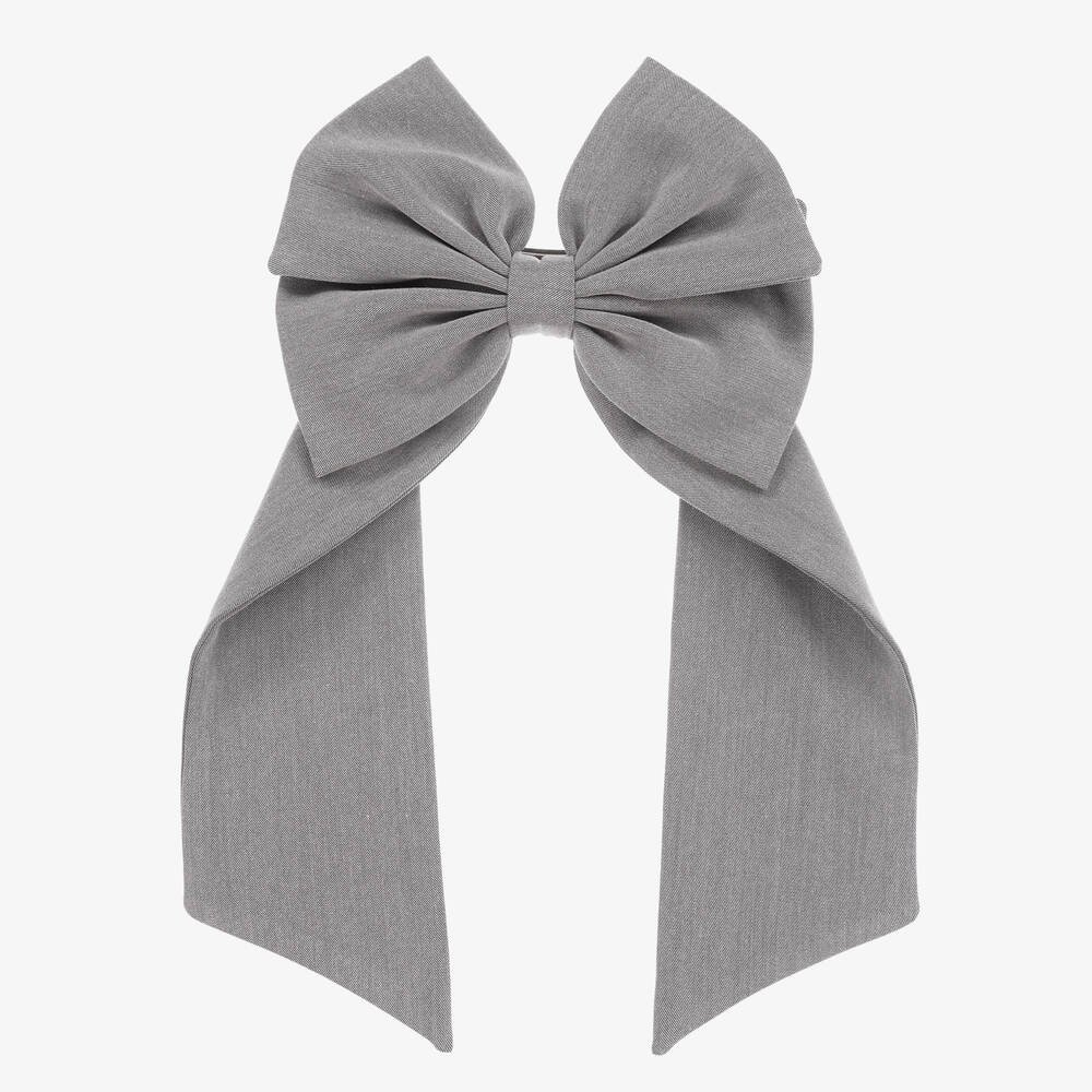 EIRENE - Girls Grey Bow Hair Clip (16cm) | Childrensalon