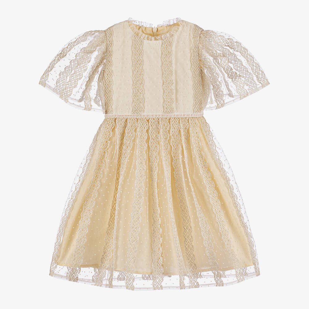 EIRENE - Girls Ivory Tulle & Lace Dress | Childrensalon