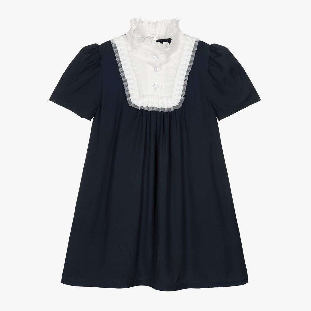 Shop Eirene Girls Navy Blue Viscose Dress