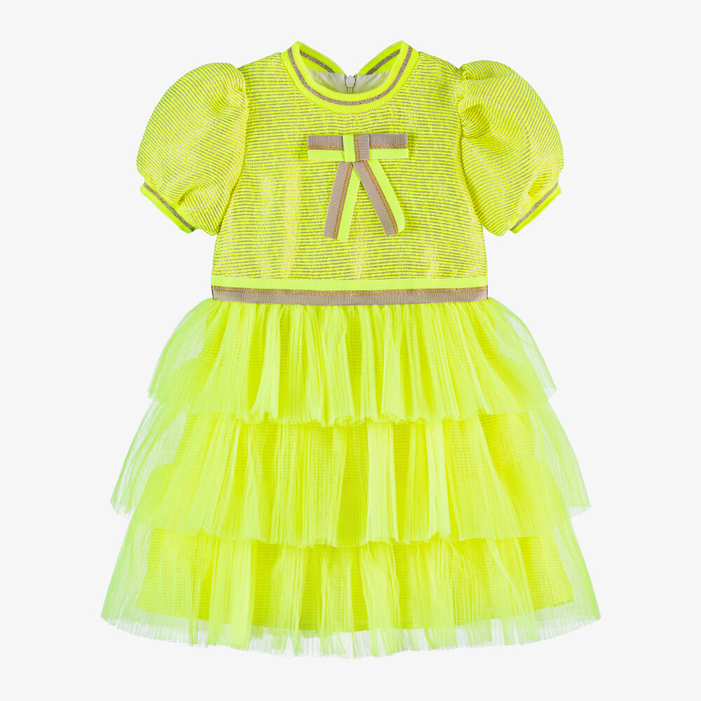 EIRENE - Girls Neon Yellow Tulle Dress | Childrensalon