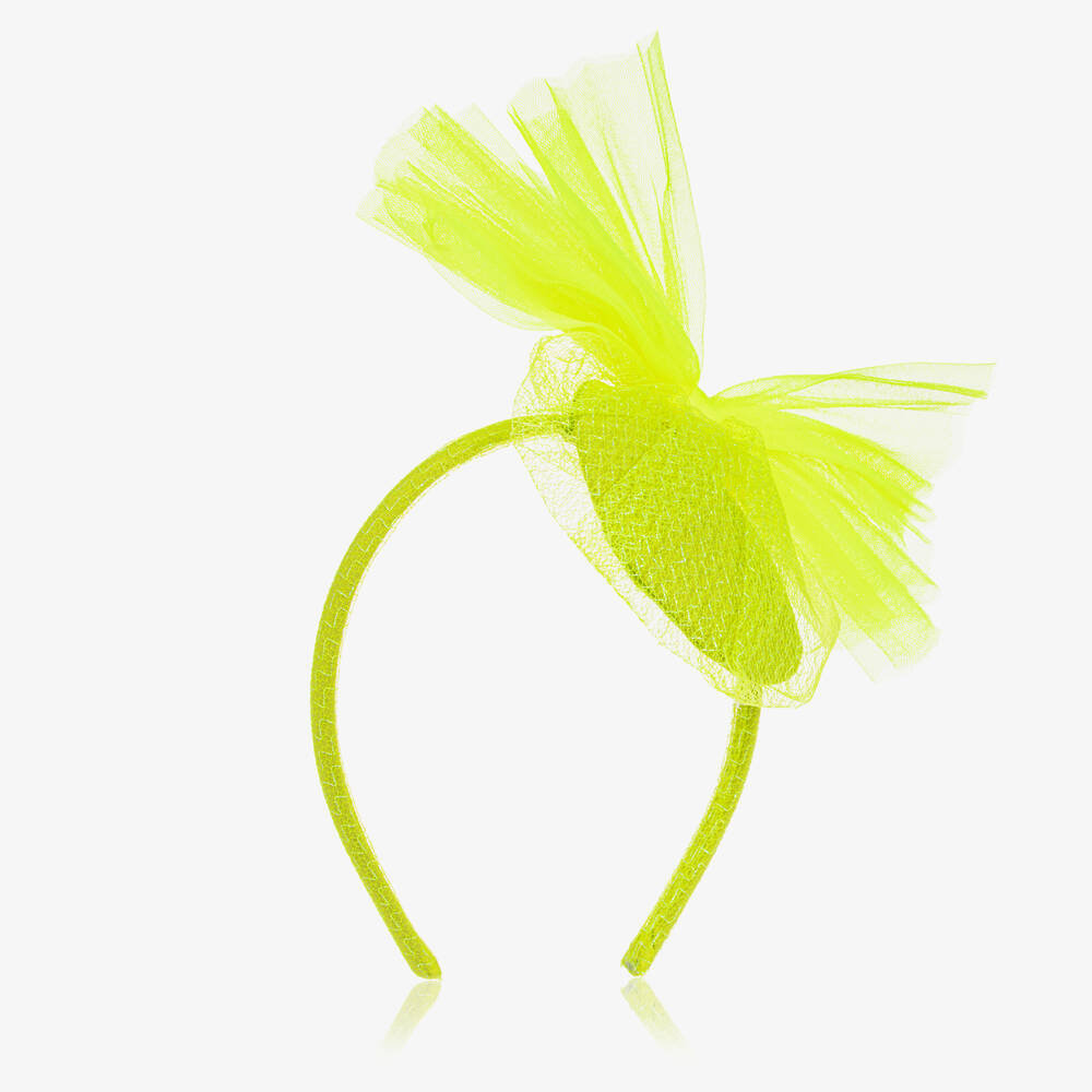 EIRENE - Girls Neon Yellow Tulle Rosette Hairband | Childrensalon