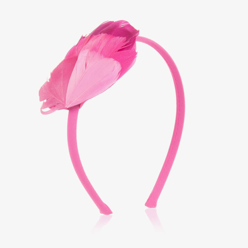 EIRENE - Girls Pink Faux Feather Hairband | Childrensalon