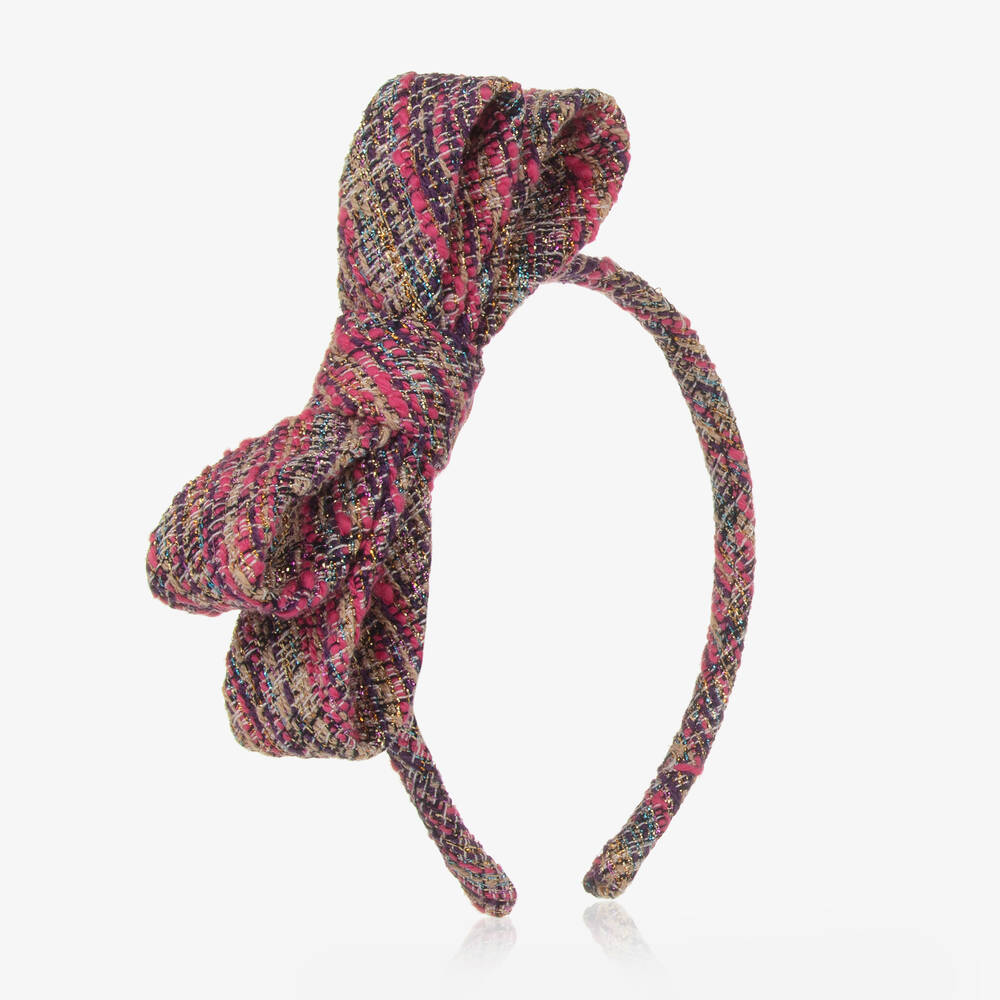 EIRENE - Girls Pink & Purple Tweed Hairband | Childrensalon