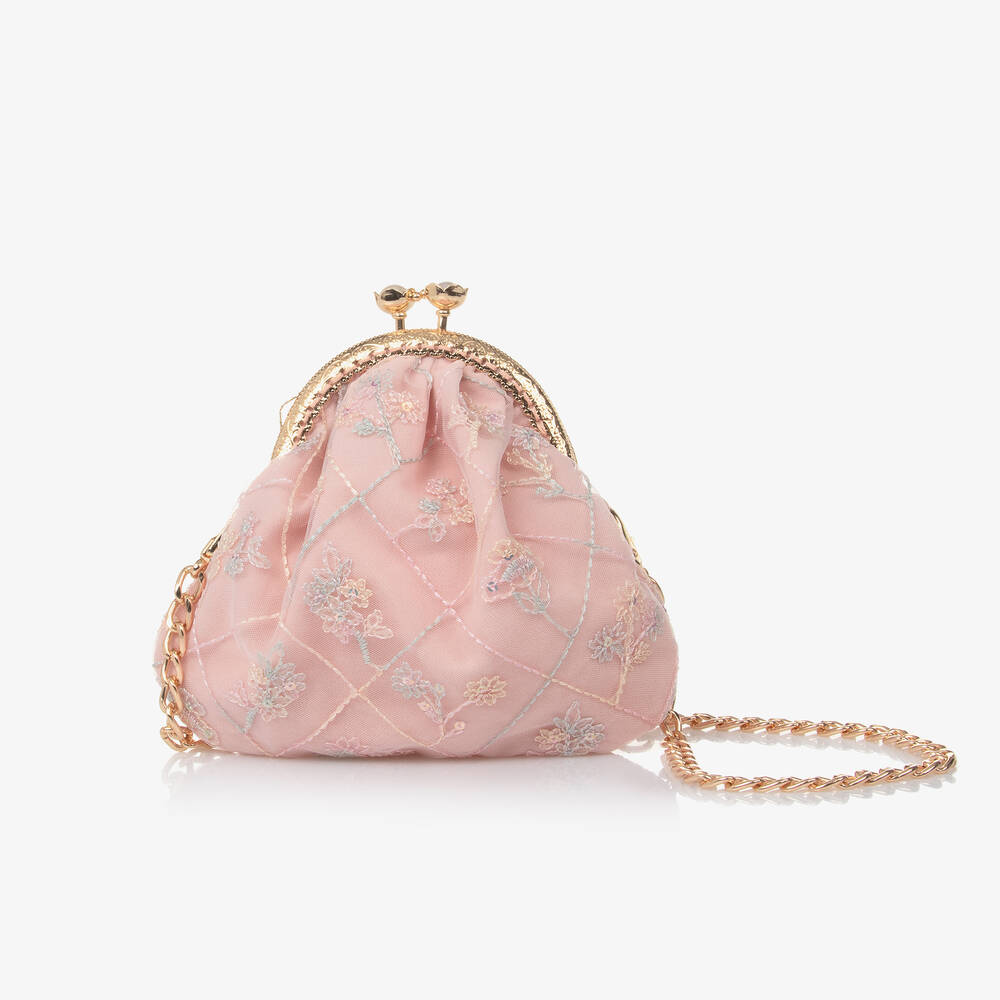 EIRENE - Girls Pink Tulle Lace Bag (14cm) | Childrensalon