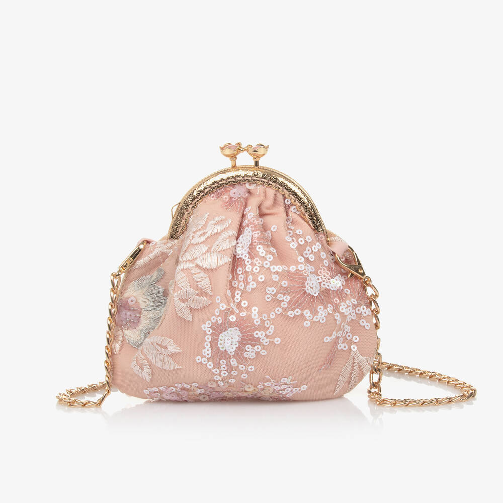 EIRENE - Girls Pink Tulle Lace Bag (15cm) | Childrensalon