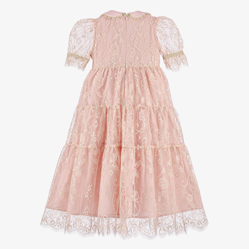 EIRENE - Girls Rose Pink Lace Dress | Childrensalon