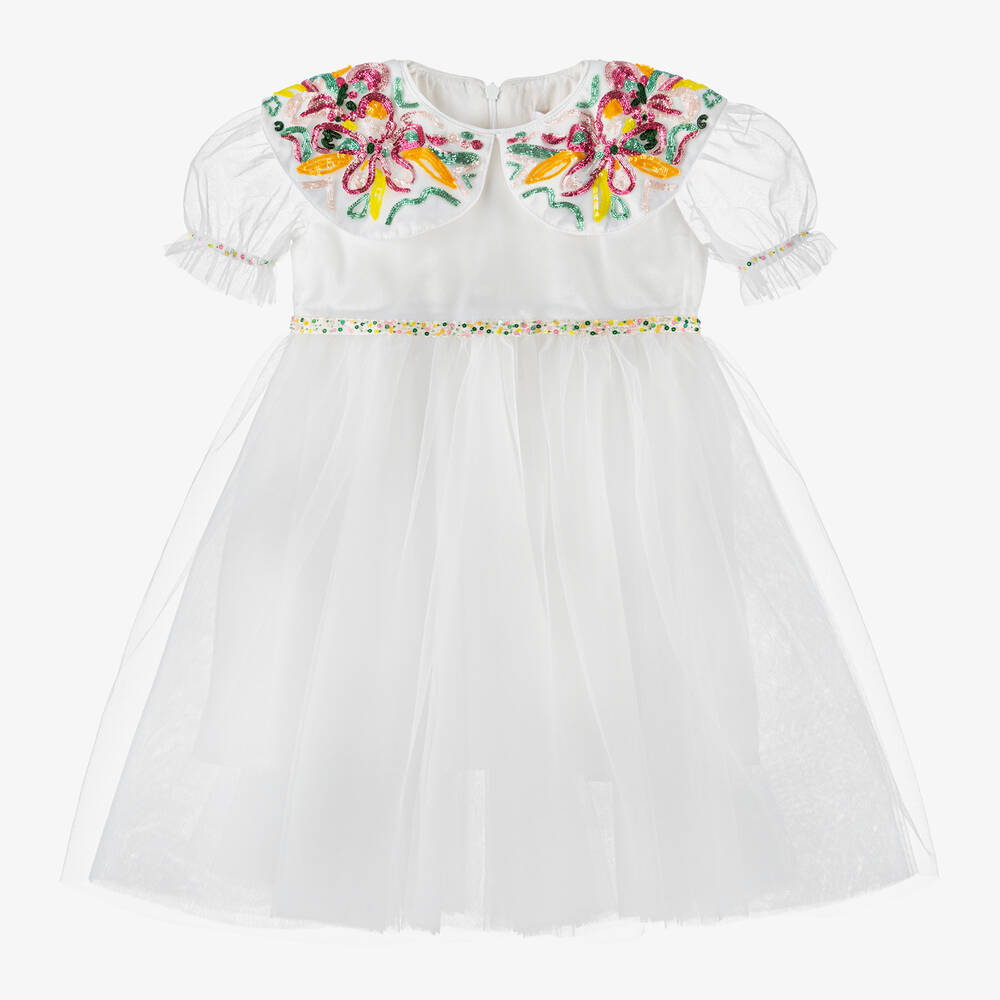 EIRENE - Girls White Tulle Tutu Dress | Childrensalon