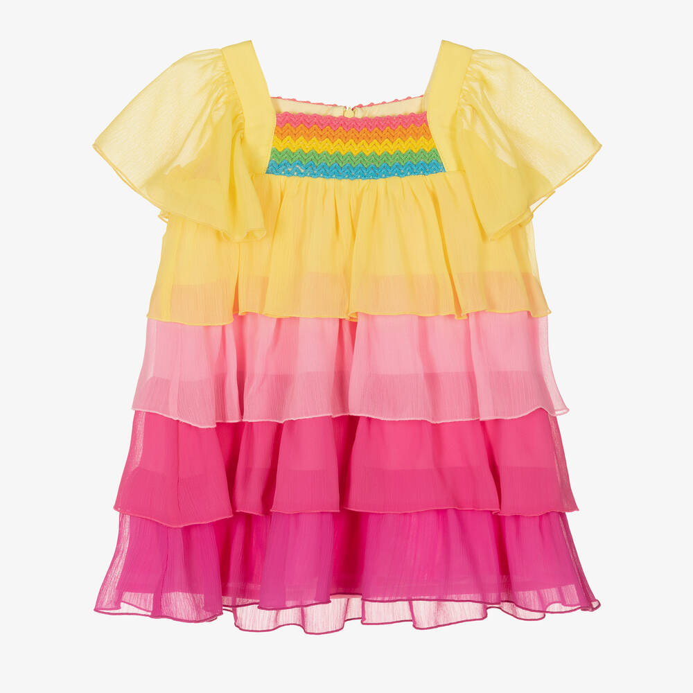 EIRENE - Girls Yellow & Pink Chiffon Dress | Childrensalon