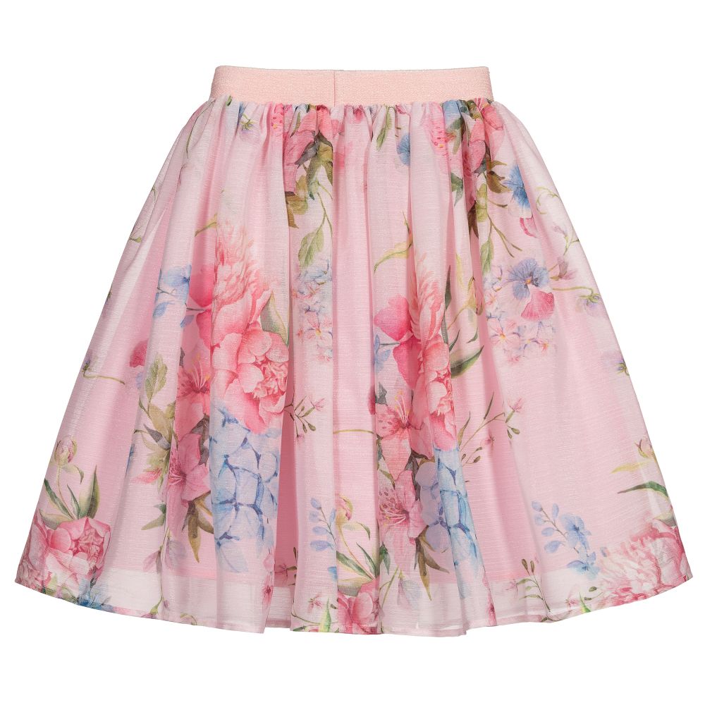 childrens pink chiffon skirt-one size cotton elasticated waist