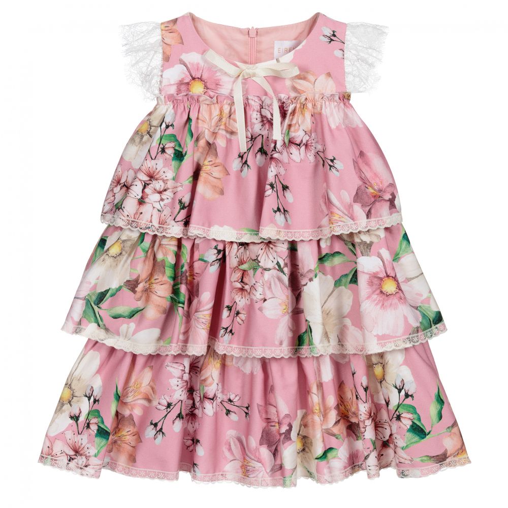 Eirene Kids'  Girls Pink Floral Cotton Dress