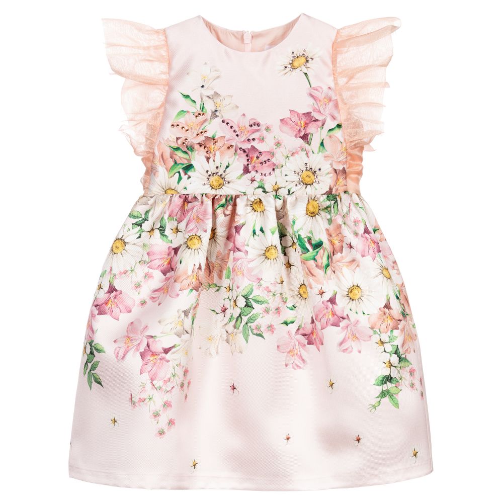 EIRENE - Pink Floral Satin Dress | Childrensalon