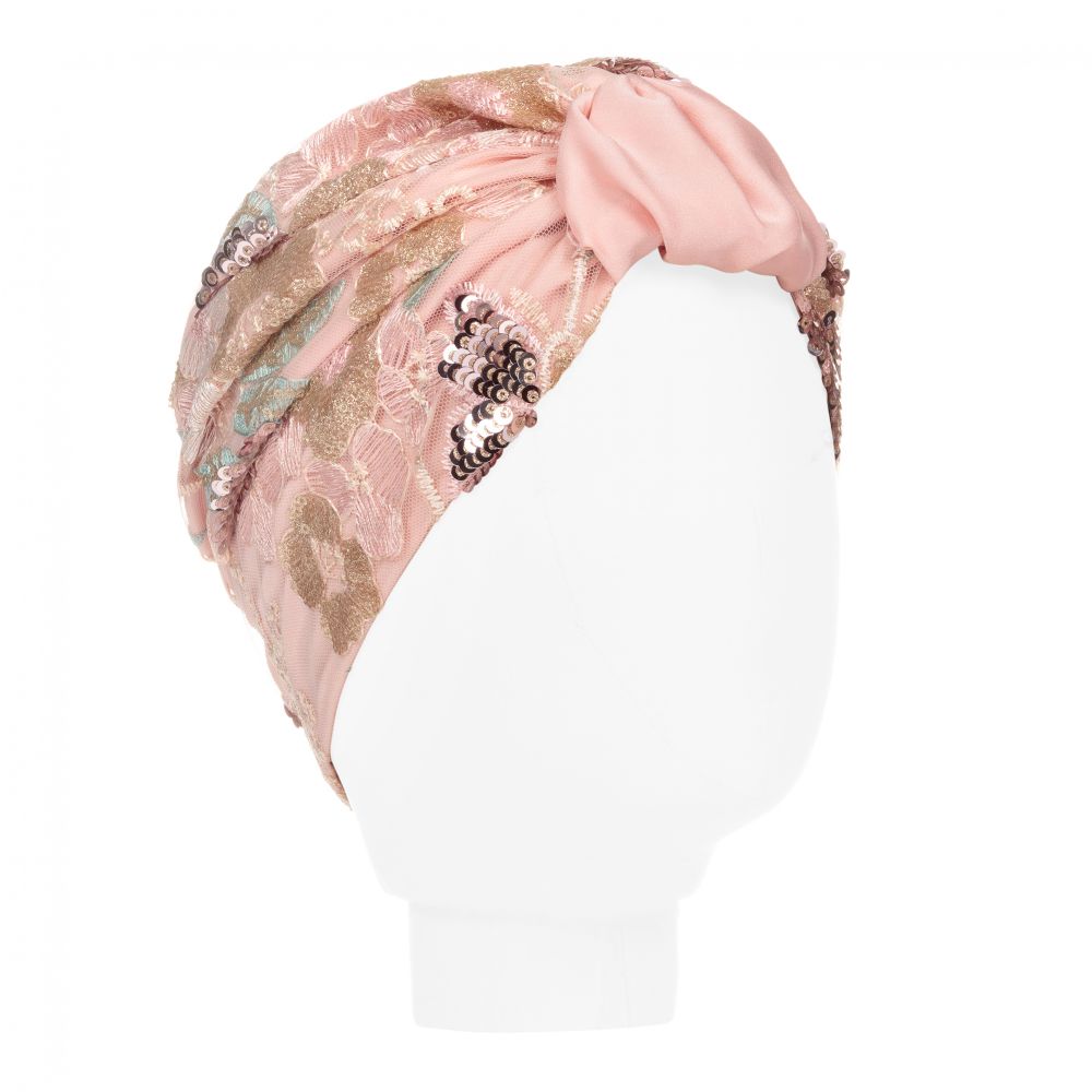 Eirene Kids'  Girls Pink Tulle & Sequin Turban
