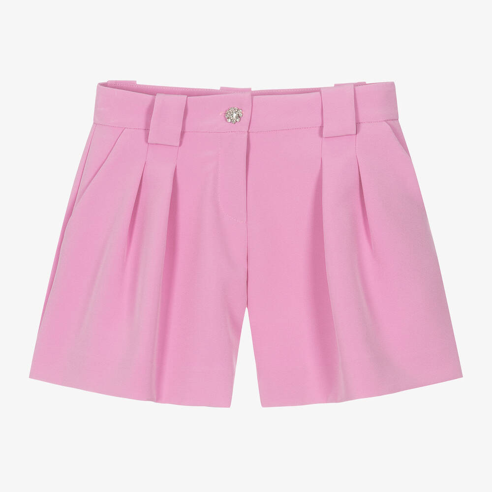 Elie Saab - Girls Pink Diamanté Pleated Shorts | Childrensalon