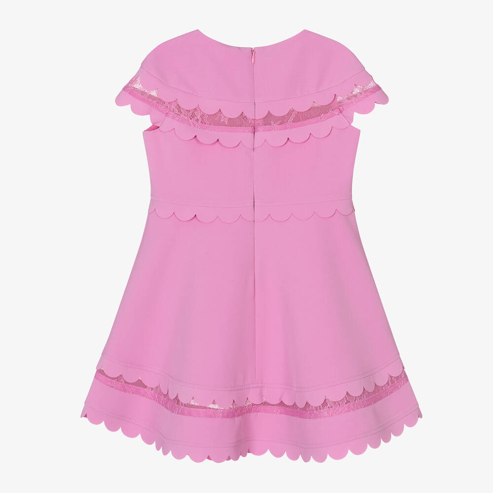 Elie Saab - Girls Pink Scalloped Crêpe Dress | Childrensalon