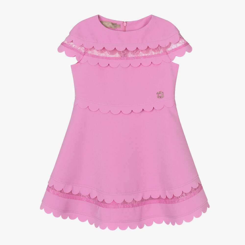 Elie Saab Kids' Girls Pink Scalloped Crêpe Dress
